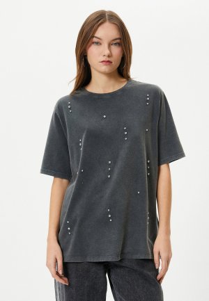 Футболка с принтом STONE DETAIL WASHED EFFECT SHORT SLEEVE CREW NECK , цвет anthracite Koton