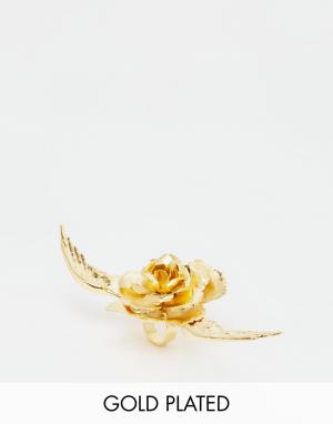 Кольцо в виде цветка с покрытием золотом 24 кт Mordekai. Цвет: золотой