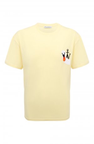 Хлопковая футболка JW Anderson. Цвет: жёлтый
