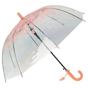 Зонт детский для девочек с лепестками цветов сакуры и свистком, розовый Baziator