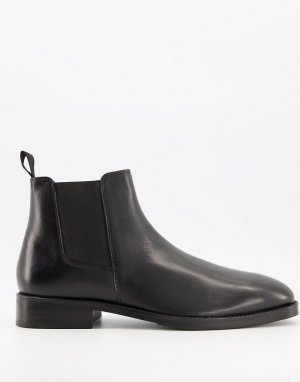 Черные кожаные ботинки челси Moss London-Черный цвет BROS