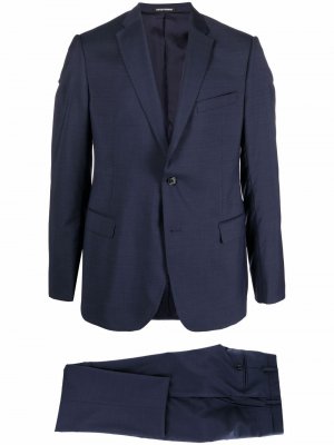 Шерстяной костюм с однобортным пиджаком Emporio Armani. Цвет: синий