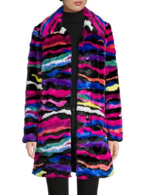 Разноцветное пальто из искусственного меха , цвет Pink Multicolor Karl Lagerfeld Paris