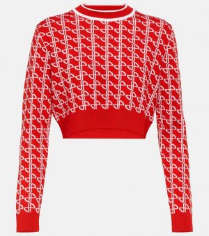 Жаккардовый шерстяной свитер с логотипом , красный Patou
