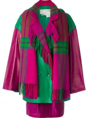 Комплект: пальто, юбка и шарф Jc De Castelbajac Vintage. Цвет: розовый и фиолетовый