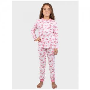 7034-201 Пижама для девочки (98-56(28); белый/ фламинго (4095)) TREND. Цвет: розовый/белый