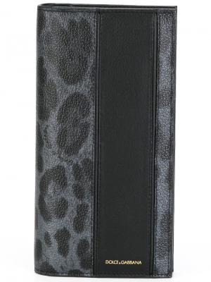 Удлиненная визитница с леопардовым принтом Dolce & Gabbana. Цвет: серый