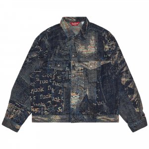 Джинсовая жаккардовая куртка Archive, цвет Синий Supreme