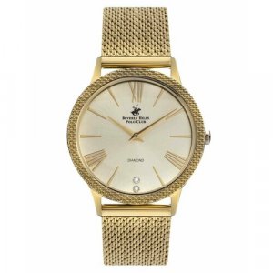 Наручные часы Американские женские с минеральным стеклом BP3107X.110 гарантией, золотой, белый Beverly Hills Polo Club. Цвет: золотистый/белый