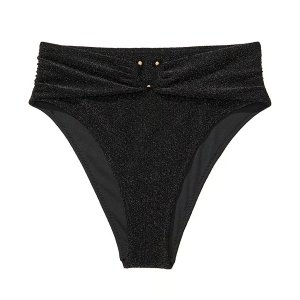 Плавки бикини Victoria's Secret Swim Shimmer High-Waist Cheeky, черный Victoria's. Цвет: черный