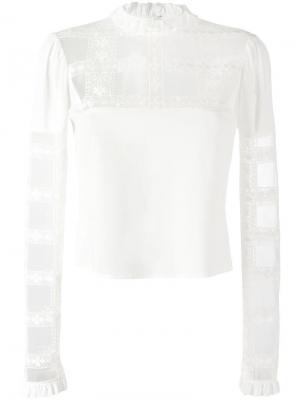 Блузка с прозрачной панелью Giamba. Цвет: белый