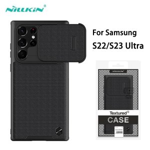 Чехол для Samsung Galaxy S22 S23 Ultra, текстурированный нейлоновый раздвижной камеры, защитный NILLKIN