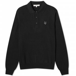 Рубашка Maison Kitsune Bold Fox Head Patch Knitted Polo, черный Kitsuné