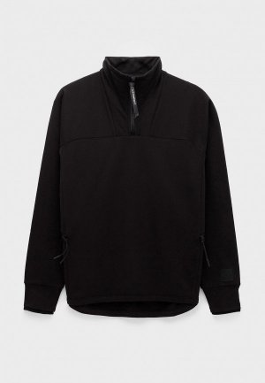 Олимпийка C.P. Company metropolis series stretch fleece reverse zipped sweatshirt black. Цвет: черный