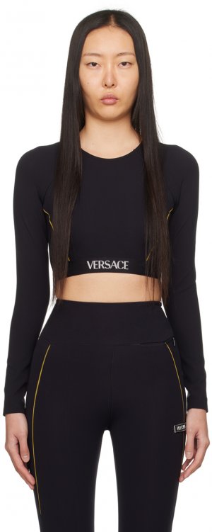 Черный спортивный топ Sofileta Versace Underwear