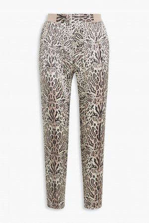 Укороченные шелковые брюки-галифе с леопардовым принтом ATM ANTHONY THOMAS MELILLO, животный принт Melillo