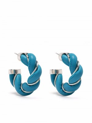 Витые серьги-кольца Bottega Veneta. Цвет: синий