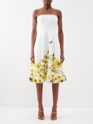 Платье миди из органзы meadow с цветочным принтом , белый Mary Katrantzou