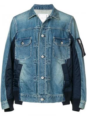 Утепленная джинсовая куртка Sacai. Цвет: синий