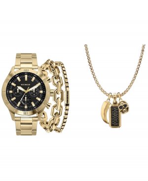 Набор мужских часов с блестящим золотистым металлическим браслетом, 49 мм Rocawear