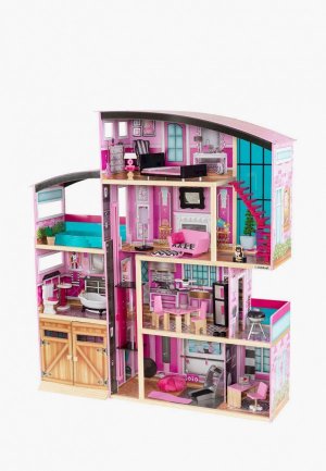 Дом для куклы KidKraft Мерцание, с мебелью 30 предметов в наборе и гаражом, кукол см. Цвет: разноцветный