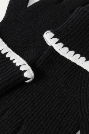 ARCH4 Двухцветные кашемировые перчатки в рубчик с отделкой крючком Matterhorn, черный
