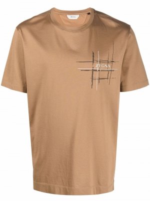 Cotton logo-print T-shirt Z Zegna. Цвет: коричневый