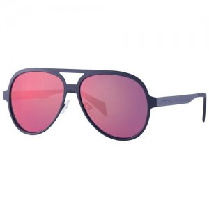 Солнцезащитные очки , авиаторы, оправа: металл, с защитой от УФ, зеркальные, красный Italia Independent. Цвет: серый