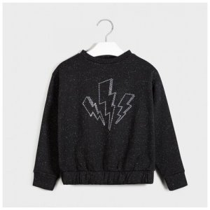 Пуловер 7401/85 для девочки, цвет чёрный, размер 140 MAYORAL. Цвет: черный