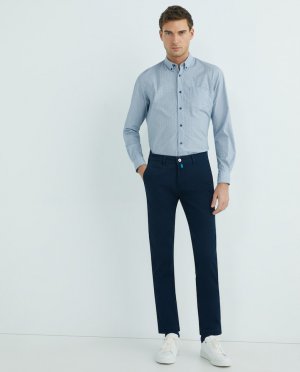 Однотонные базовые мужские брюки-чиносы, темно-синий Pierre Cardin. Цвет: синий