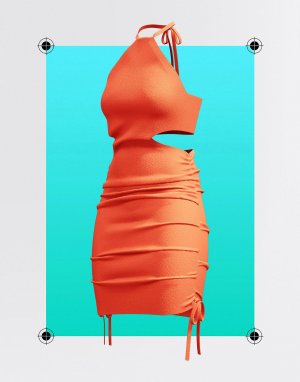 Оранжевое пляжное платье мини-миди с рюшами и ASOS DESIGN Circular