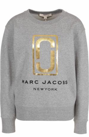 Хлопковый свитшот с металлизированным логотипом Marc Jacobs. Цвет: серый