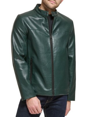 Гоночная куртка из искусственной кожи Dkny, цвет Olive DKNY