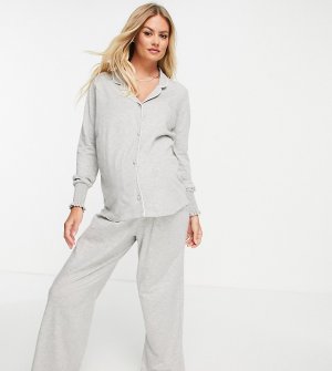 Серый пижамный комплект с длинными рукавами River Island Maternity