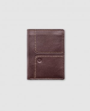 Мужской кошелек из коричневой кожи с контрастной строчкой , коричневый Miguel Bellido