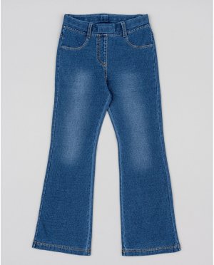 Расклешенные джинсы для девочки с эластичной резинкой на талии , синий Losan