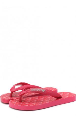 Шлепанцы с логотипом бренда Emporio Armani. Цвет: розовый