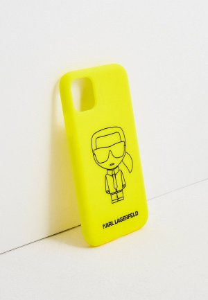Чехол для iPhone Karl Lagerfeld 11, Liquid silicone Ikonik outlines Yellow/Black. Цвет: желтый