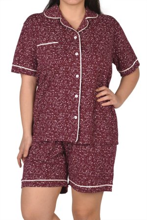 Женские шорты, пижамный комплект, лайкра с короткими рукавами и карманами большого размера на пуговицах NICOLETTA