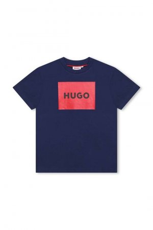 Детская хлопковая футболка, военно-морской Hugo