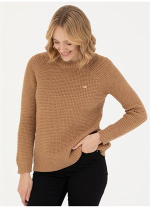 Женский свитер комфортного песочного цвета с круглым вырезом U.S. Polo Assn.