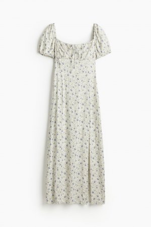 Платье Puff-sleeved Midi Floral, кремовый H&M