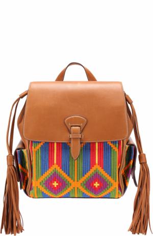 Рюкзак с отделкой текстилем Roberto Cavalli. Цвет: коричневый