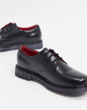 Кожаные туфли на шнуровке и массивной подошве -Черный Devils Advocate