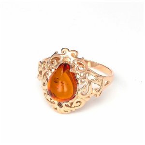 Кольцо Amberprofi, янтарь, золотой, оранжевый Амберпрофи
