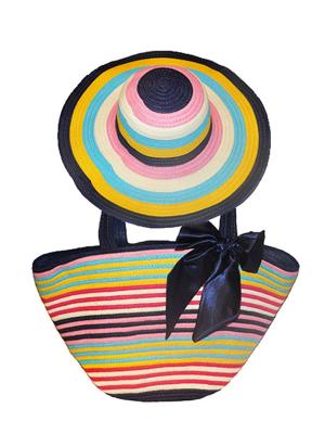 Комплект сумка и шляпа HOBBY LINE. Цвет: темно-синий, голубой, розовый