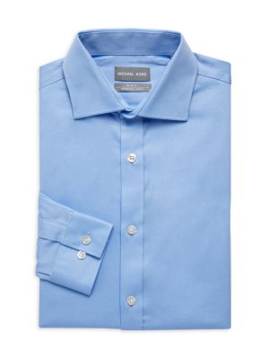 Классическая рубашка из твила приталенного кроя незаправленной длины , цвет Light Blue Michael Kors