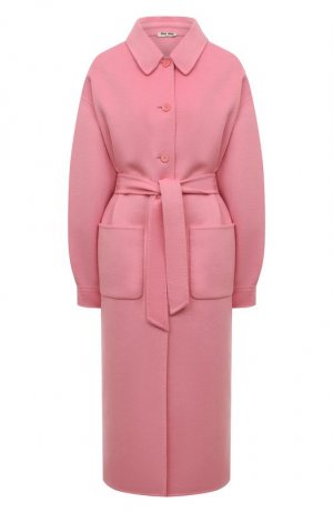Шерстяное пальто Miu. Цвет: розовый