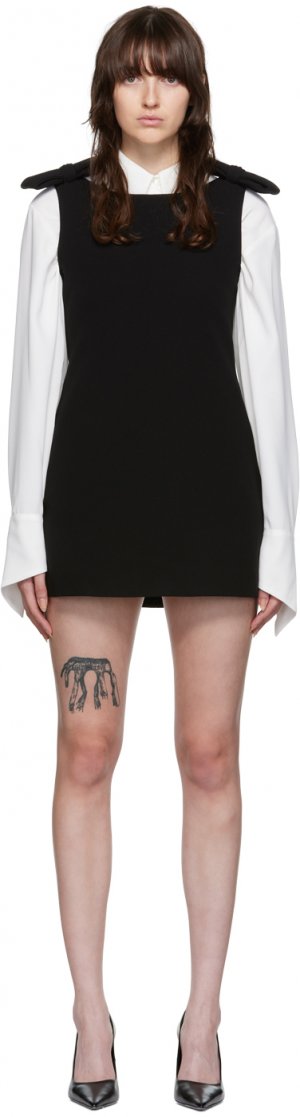 Черное мини-платье Monroe с двумя бантами KIMHĒKIM