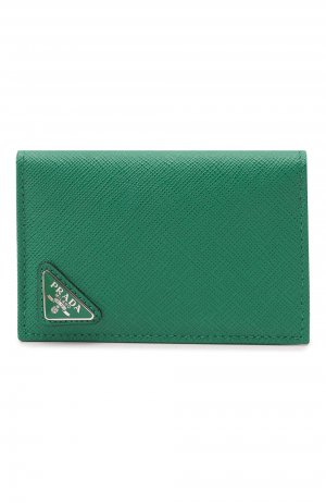 Кожаный футляр для кредитных карт Prada. Цвет: зелёный